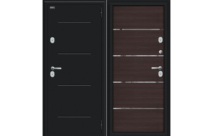 Дверь входная металлическая «Thermo Лайн» Букле черное/Wenge Veralinga