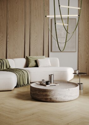 Кварцевый SPC ламинат Home Expert Parquet Design Дуб Капучино 44-5014-5 (400х100х4,5мм)